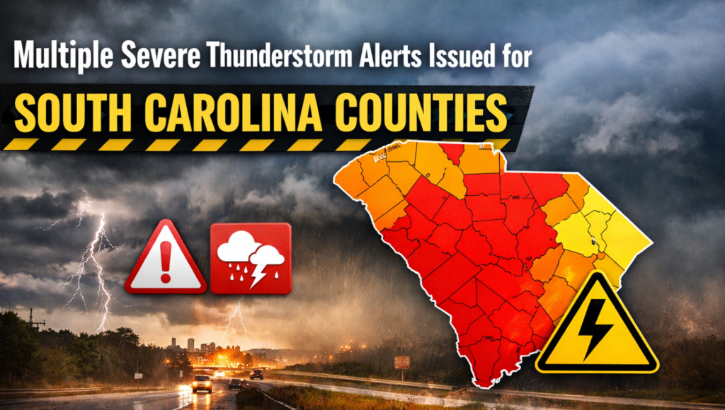 Multiple Severe Thunderstorm Alerts Issued for South Carolina Counties – Safety & Updates